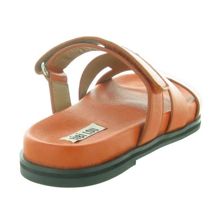 sandales et nu pieds - Mule Sabot - femme - Cuir - Orange - Bibi lou