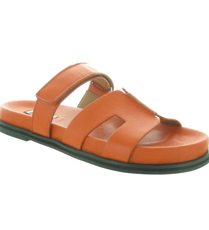 sandales et nu pieds - Mule Sabot - femme - Cuir - Orange - Bibi lou