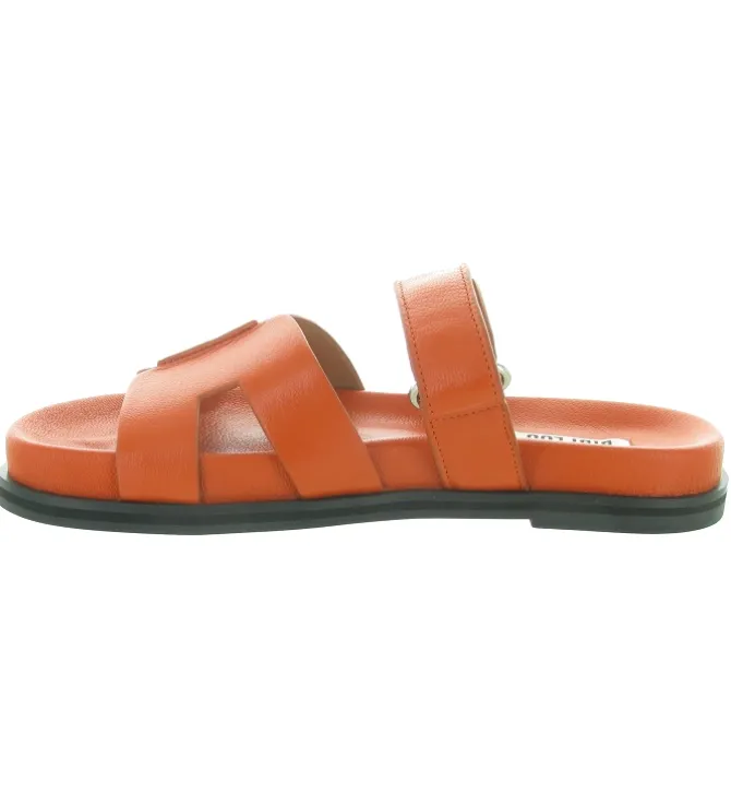 sandales et nu pieds - Mule Sabot - femme - Cuir - Orange - Bibi lou