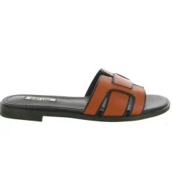 sandales et nu pieds - Mule Sabot - femme - Cuir - Orange - Bibi lou