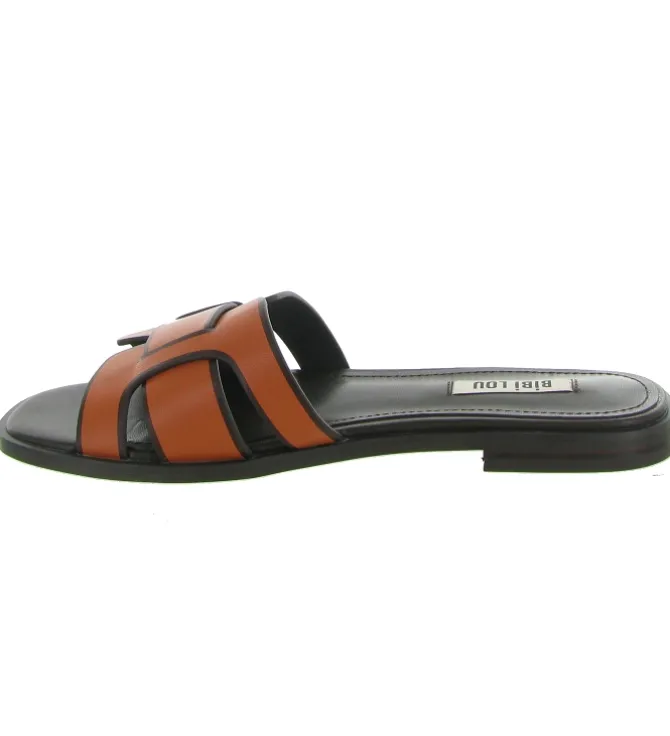sandales et nu pieds - Mule Sabot - femme - Cuir - Orange - Bibi lou
