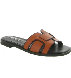 sandales et nu pieds - Mule Sabot - femme - Cuir - Orange - Bibi lou