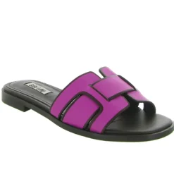 sandales et nu pieds - Mule Sabot - femme - Cuir - Rose - Bibi lou