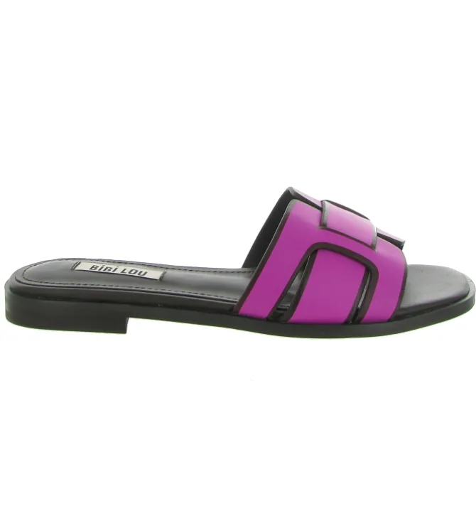 sandales et nu pieds - Mule Sabot - femme - Cuir - Rose - Bibi lou
