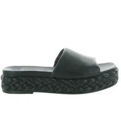 sandales et nu pieds - Mule Sabot - femme - Cuir - Noir - Unisa