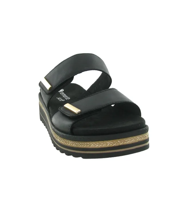 sandales et nu pieds - Mule Sabot - femme - Cuir - Noir - Remonte