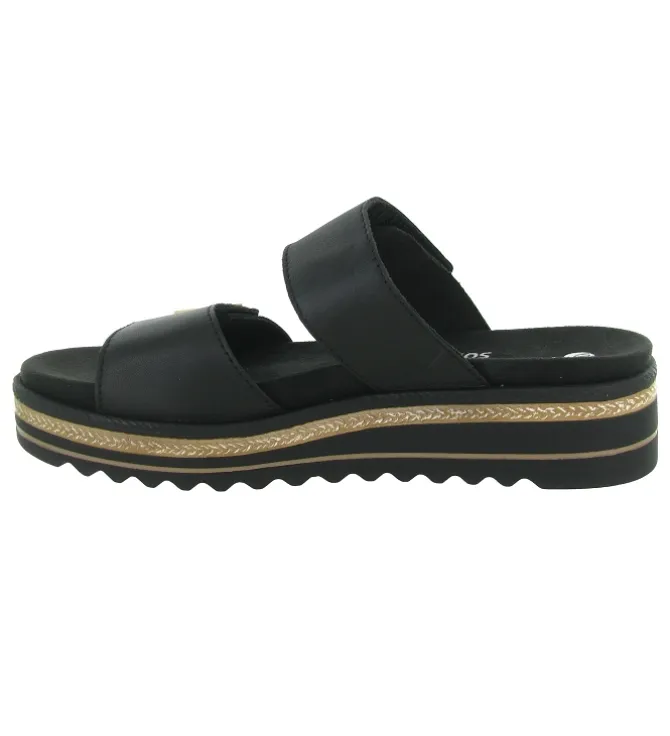 sandales et nu pieds - Mule Sabot - femme - Cuir - Noir - Remonte