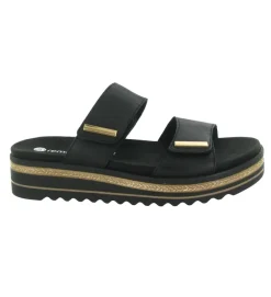 sandales et nu pieds - Mule Sabot - femme - Cuir - Noir - Remonte