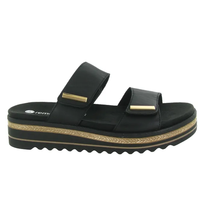 sandales et nu pieds - Mule Sabot - femme - Cuir - Noir - Remonte