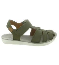 sandales et nu pieds - Semelle souple - junior garcon - Nubuck - Kaki - Shoo pom