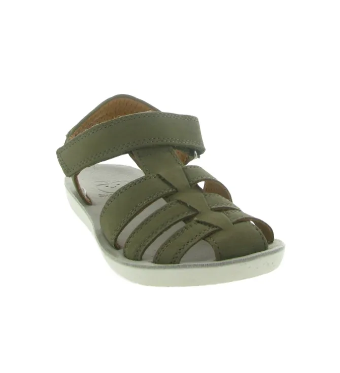 sandales et nu pieds - Semelle souple - junior garcon - Nubuck - Kaki - Shoo pom