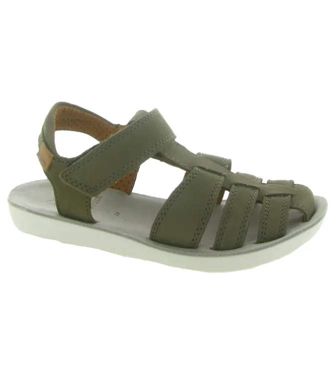 sandales et nu pieds - Semelle souple - junior garcon - Nubuck - Kaki - Shoo pom