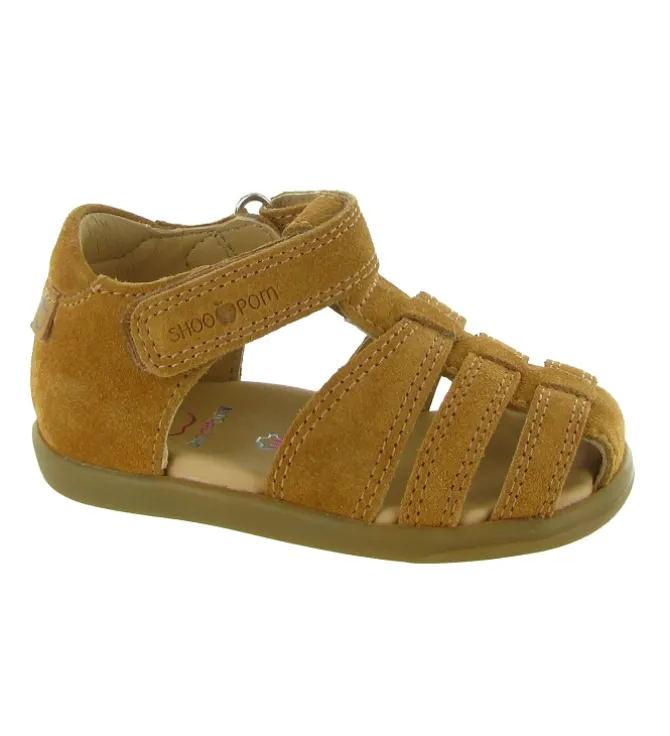 sandales et nu pieds - Semelle souple - bebe garcon - Nubuck - Marron - Shoo pom