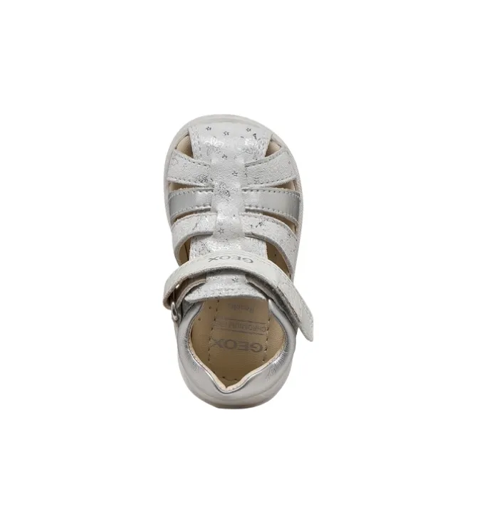 sandales et nu pieds - Semelle souple - bebe fille - Cuir laminé - Argent - Geox