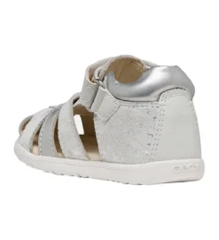 sandales et nu pieds - Semelle souple - bebe fille - Cuir laminé - Argent - Geox