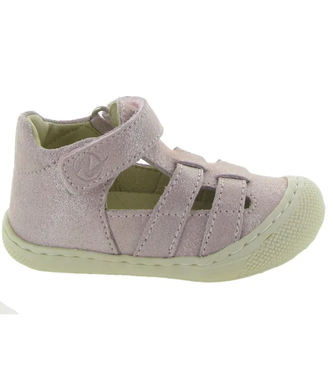 sandales et nu pieds - Semelle souple - bebe fille - Cuir laminé - Rose - Naturino
