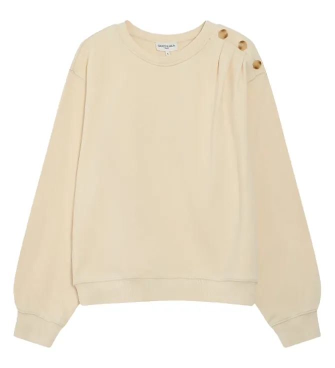 sweat - SANS CAPUCHE - vetement femme - Coton - Blanc - Grace and mila