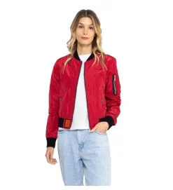 veste - BOMBER - vetement femme - Coton - Rouge - Bombers original