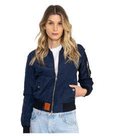 veste - BOMBER - vetement femme - Nylon - Bleu Marine - Bombers original
